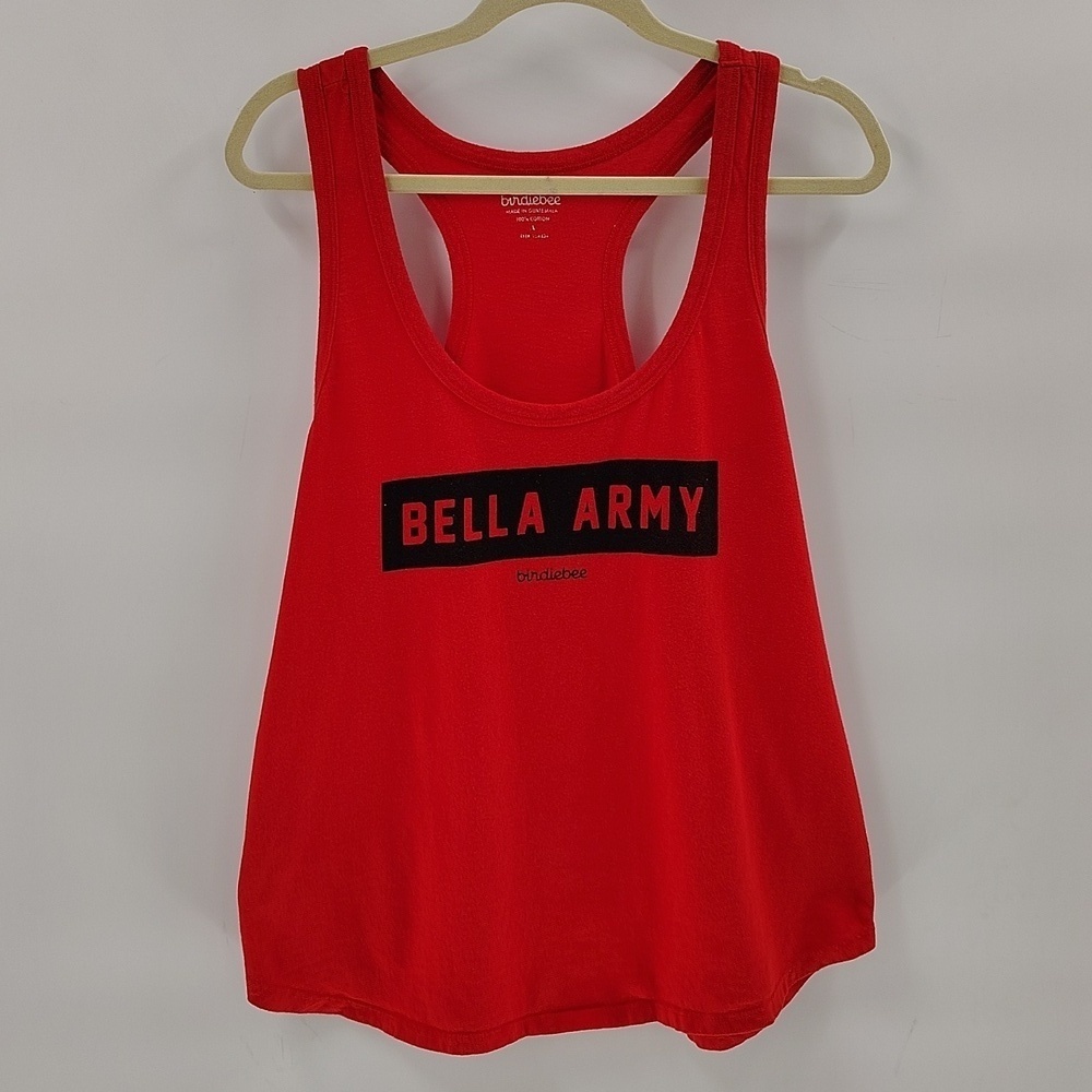 Birdiebee Bella Army Red Tank Top Size Large Racer Back Style Relaxed